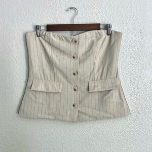 NWT iris Neutral Cream Strapless Corset Top with Button Front